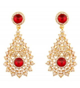 Touchstone Bollywood Rhinestone designer earrings - Red - CA17YX0YGD6