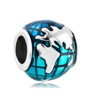 CharmsStory Sterling Silver Ocean Blue Earth World Globe Charm Beads For Bracelets - CZ129IM4DA9
