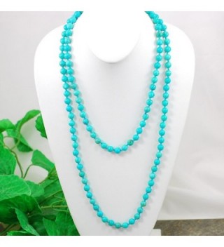 Stunning! Blue Turquoise Hand Knot Long Necklace 60" N16121411d - CH17YEDE46Z
