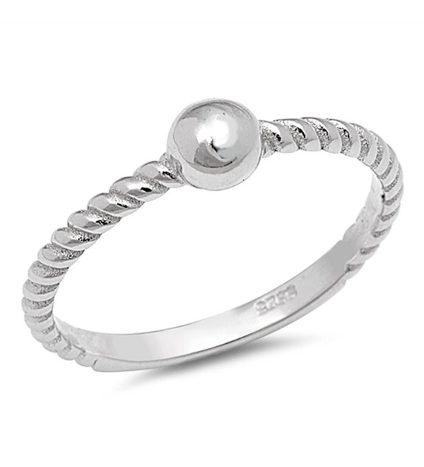 Rope Bead Ball Fashion Ring New .925 Sterling Silver Thin Toe Band Sizes 2-10 - CA12GTVOZB5