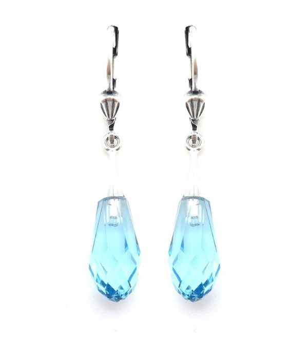 Catherine Popesco Swarovski Crystal Silver Plated Aqua Teardrop Dangle Earrings - C612MKZ869B