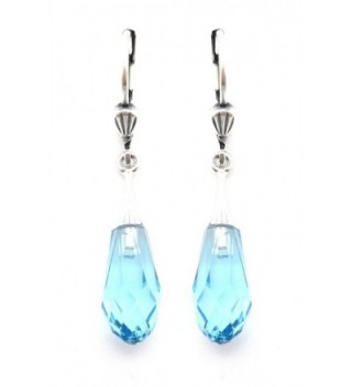 Catherine Popesco Swarovski Crystal Silver Plated Aqua Teardrop Dangle Earrings - C612MKZ869B