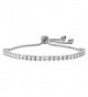 White Cubic Zirconia Silvertone Adjustable Drawstring Strand Bracelet 10" - CU1836Y2TXG