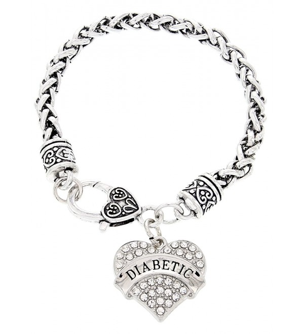 Diabetic Bracelet Crystal Adorned Heart Pendant Diabetic Bracelet for Type-I or Type-II Diabetics - CR12N3EEHF0