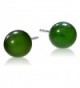 Sterling Silver Nephrite Jade Round Stud Earrings 6mm - C4184TL90OQ