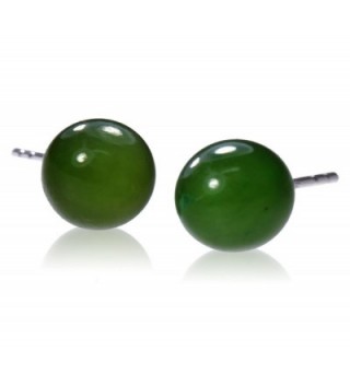 Sterling Silver Nephrite Round Earrings