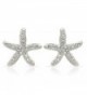 JanKuo Jewelry Rhodium Plated Pave Crystal Starfish Post Earrings - CJ1198H6NBD