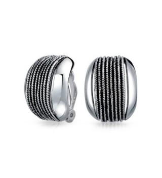 Bling Jewelry Rhodium Twisted Earrings in Women's Clip-Ons Earrings