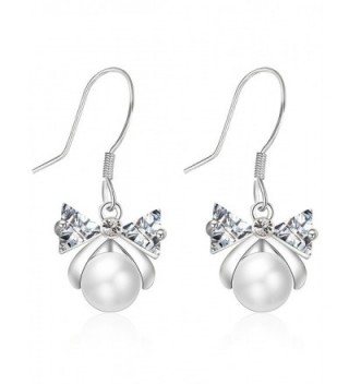 XZP 925 Sterling Silver Hook Pearl Drop Earrings Kids Girls White Simulated Pearls Earings for Women - Silver - CK1883IA65G