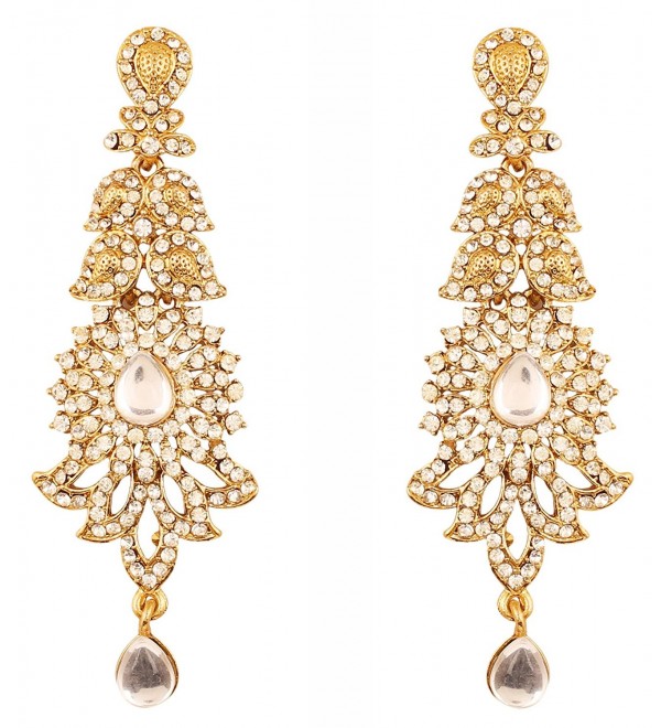Touchstone Bollywood Rhinestone designer earrings - Gold - C917YXCHXN3
