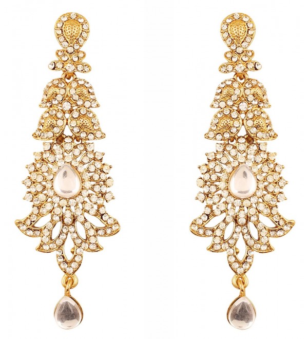 Touchstone Bollywood Rhinestone designer earrings - Gold - C917YXCHXN3