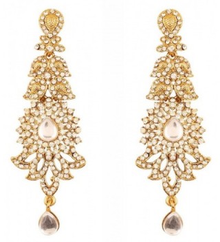 Touchstone Bollywood Rhinestone designer earrings - Gold - C917YXCHXN3