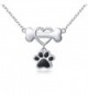 925 Sterling Silver Forever Love Heart Dog Bone With Puppy Paw Pendant Necklace for Women- 18" - CJ1853KI03I