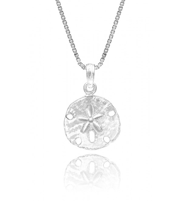 Sterling Silver Sand Dollar Necklace Pendant with 18" Box Chain - C112BYCC0B1