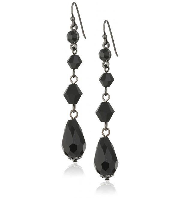 1928 Jewelry Linear Drop Earrings - Black - CL12MXCYBS7