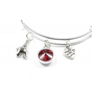 Swarovski Crystal Birthstone with Cute Paris eiffel tower Charm Wire Bangle Bracelet - JAN - C6124WSH26R