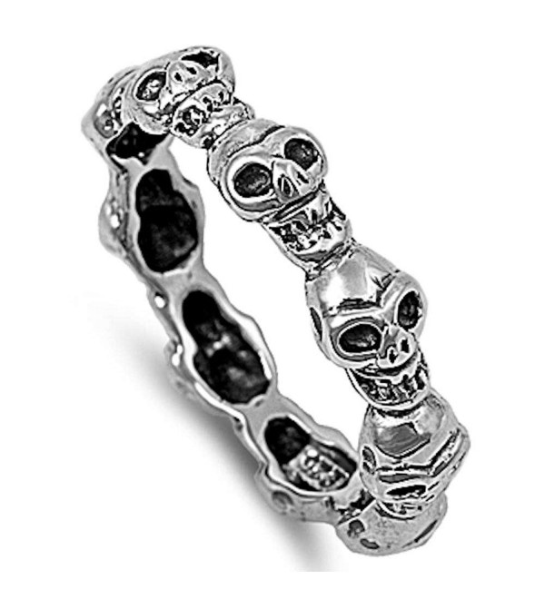 Solid Skull Band Style .925 Sterling Silver Ring Sizes 4-13 - CP11N5PMMPZ