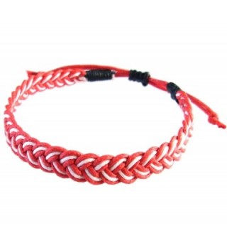 Rare Unique Asian Art Handmade Thai Buddha Fashion Style Red White Cotton String Wristband Bracelet - CW12HWK6RJ5