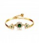 CS-DB 18K Gold Real 18K Yellow Gold Filled Bangle Bracelet Chain Women Emerald Gem Stone Flower - C7129ACE1UT