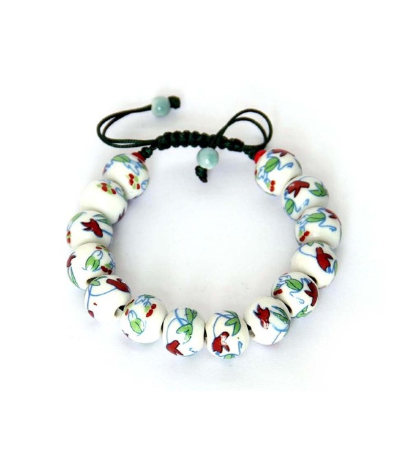 12mm Vintage Style Porcelain Beads Buddhist Wrist Mala Bracelet - CV1188DC8ET