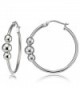 Sterling Silver- Yellow Gold Flash or Rose Gold Flash Triple Bead Round Hoop Earrings- One Pair Set - C212F5E88VF
