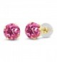 10K Yellow Gold Mystic Pink Topaz Stud Earrings (2.00 cttw- 6MM Round Cut) - CI116LNI2GV