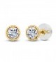 14K Yellow Gold White Topaz Gemstone Birthstone Stud Earrings (0.66 cttw- Round 4mm) - CY11EEV8VR7
