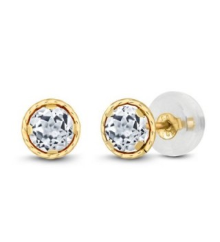 14K Yellow Gold White Topaz Gemstone Birthstone Stud Earrings (0.66 cttw- Round 4mm) - CY11EEV8VR7
