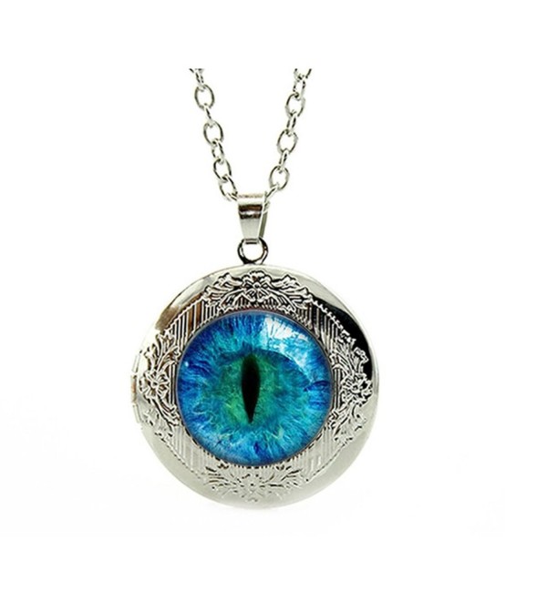 Dragon Eye Engraved Locket Pendant Necklace 18" - Mother's Day Sale - CF188SAR0Z2