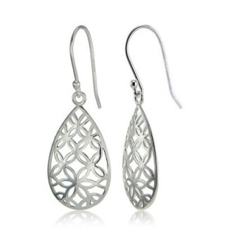 Sterling Silver Filigree Floral Design Teardrop Earrings - CF12O20OYJ7