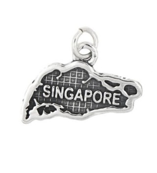 Sterling Silver Oxidized Map of Singapore Travel Charm - CT12DTWF8PJ