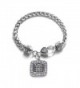 Bingo Classic Silver Plated Square Crystal Charm Bracelet - CR11MV49WJP