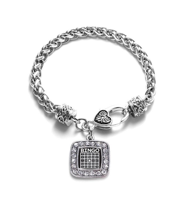 Bingo Classic Silver Plated Square Crystal Charm Bracelet - CR11MV49WJP