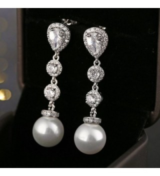 Pearl Dangle Earrings Wedding Rhinestone