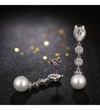 Pearl Dangle Earrings Wedding Rhinestone in Women's Drop & Dangle Earrings