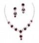 Stunning Y Drop Evening Party Raspberry Wine Bridal Necklace Earring Rhinestone Bling B4 - CN11FABQKXB