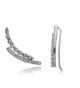 Sterling Silver Cubic Zirconia Double Curve Crawler Climber Hook Earrings - Sterling Silver - C612KLE0XZN