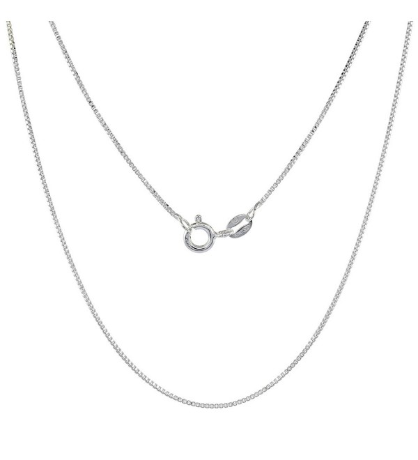 Sterling Silver Box Chain Necklace 0.8mm Very Thin Nickel Free Italy- Sizes 7 - 30 inch - sterling-silver - CJ111C7SXK1