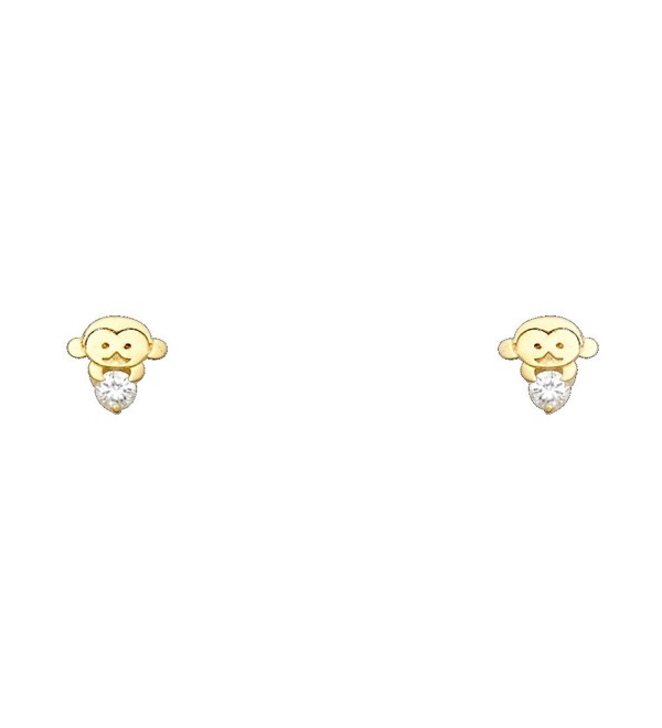 14k Yellow Gold Monkey Stud Earrings with Screw BackBasekt - C5118X69VRX