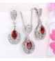 EVER FAITH Silver Tone Necklace Ruby Color in Women's Jewelry Sets