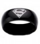 Superman Print Black Tungsten Carbide DC Width 8 mm Band Ring R161 Size 4 - 13 - CM116XLSUB3