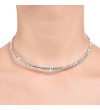 Rhinestone Choker Row Silver iShine