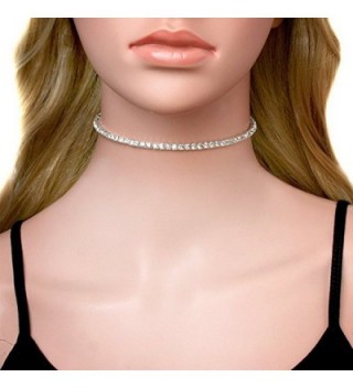 Rhinestone Choker Row Silver iShine in Women's Choker Necklaces