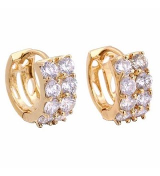 YAZILIND 18k Gold Plated Hollow Round Clear Cubic Zirconia Small Hoop Earrings - CF11METV8WV