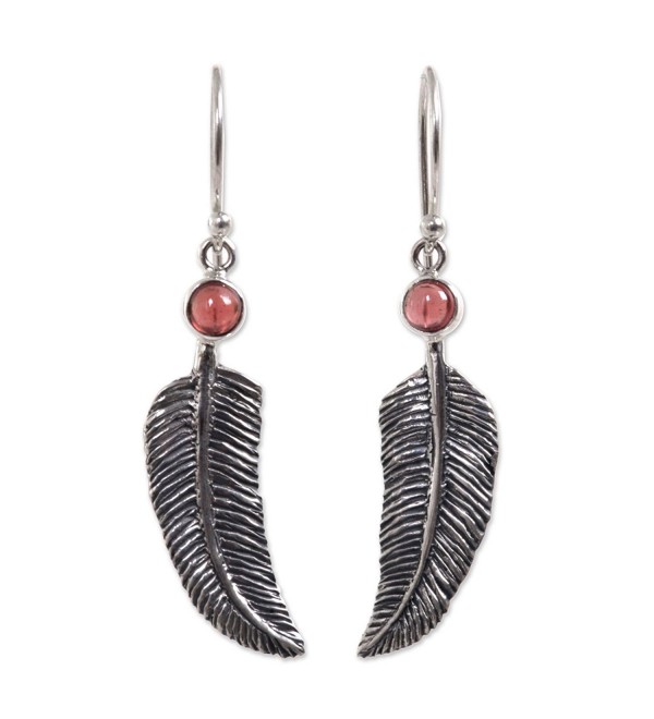 NOVICA Animal Themed Garnet .925 Sterling Silver Earrings- 'Light as a Feather' - CQ111ZH5F63