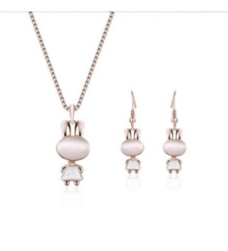 Yonteia Jewelry Set Rose Gold rabbit Pendant Necklace and Earrings Valentine's Day Gifts For Women - CI187KEYTKL