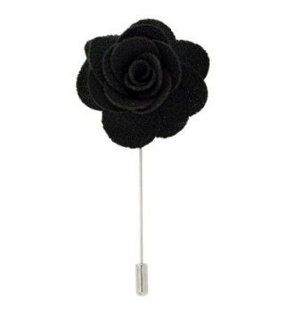 PinMart's Cloth Flower Stick Boutonniere Lapel Pins - Select your color - Black - C612C37PAR1