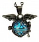 Steampunk fairy necklace Blue glow in the dark gold tone wings by Umbrellalaboratory - CK12EVQO8OJ