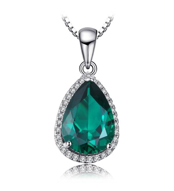 JewelryPalace Pear 3.7ct Simulated Green Nano Russian Emerald Pendant Necklace 925 Sterling Silver 18 Inches - C112GOONUH7