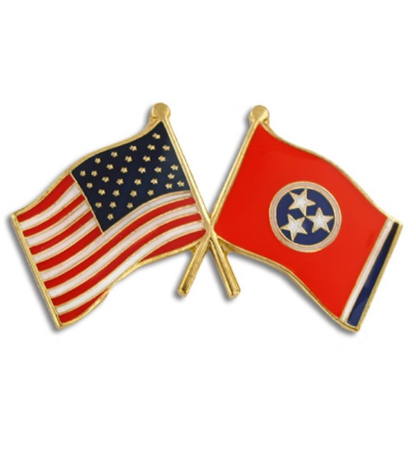 PinMart's Tennessee and USA Crossed Friendship Flag Enamel Lapel Pin - CL119PEM0GL